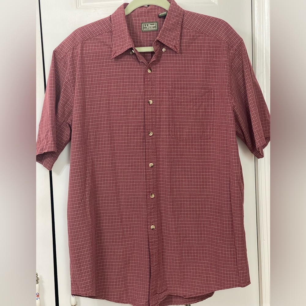 LL Bean Mens Plaid button up Shirt Size Large PTP 24 Length 29